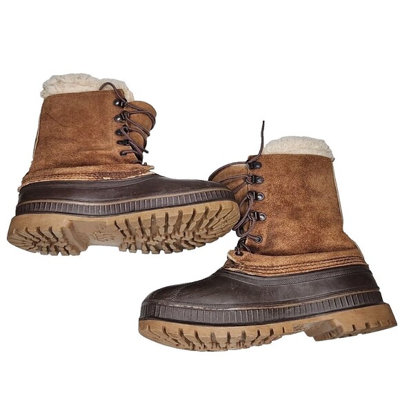 Sorel Boots Kaufman Men Waterproof Winter Duck Rubber Suede Leather Wool Lined 8 - Picture 2 of 8